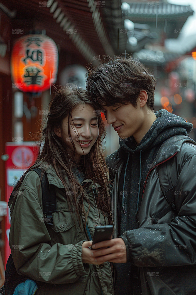 情侣自拍爱情唯美摄影图
