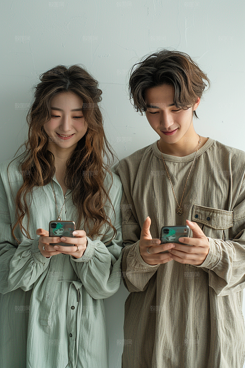 情侣自拍肖像双人摄影图
