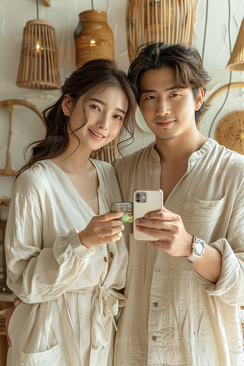情侣自拍唯美双人摄影图