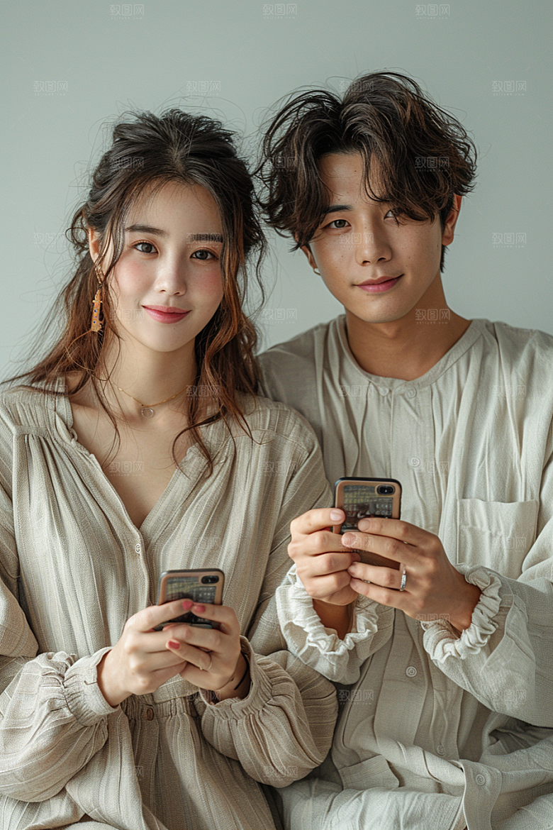 情侣自拍双人唯美摄影图