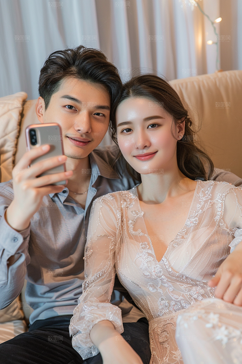 情侣自拍双人爱情摄影图