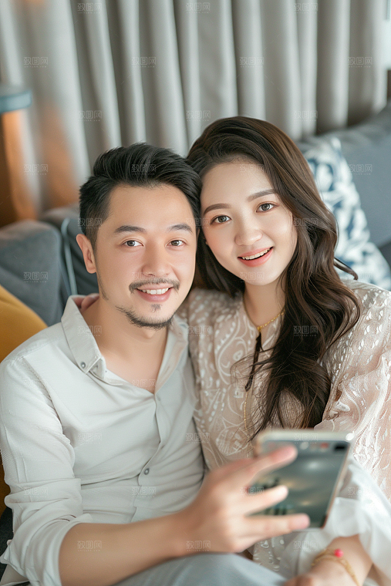 情侣自拍合影唯美摄影图