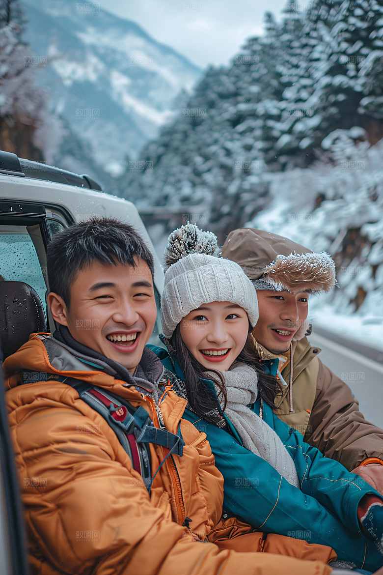 汽车自驾游人物小长假摄影图
