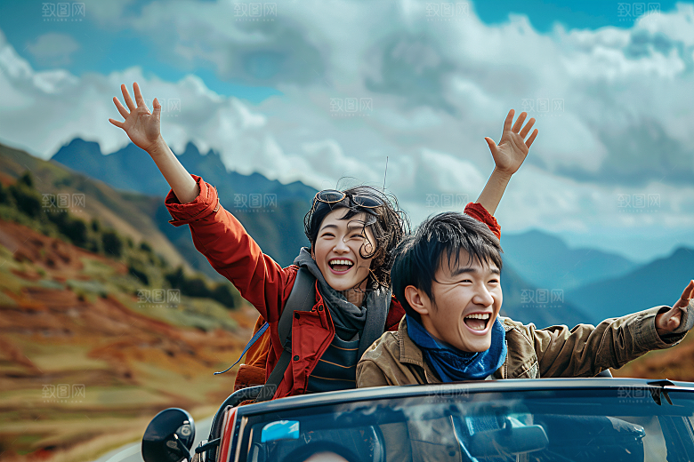 汽车自驾游自由行旅行摄影图