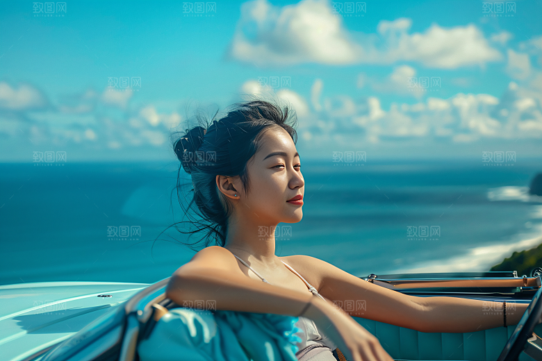 汽车自驾游小长假自由行摄影图