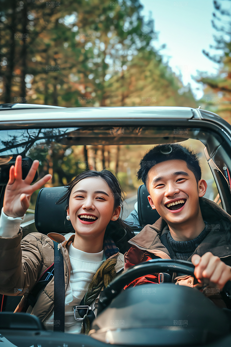 汽车自驾游人物旅行摄影图