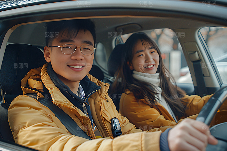 汽车自驾游自由行人物摄影图