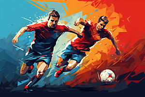 踢足球足球运动员体育插画