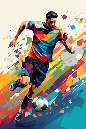 踢足球涂鸦风格体育插画