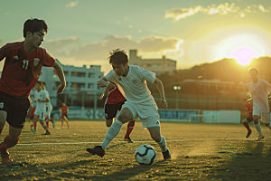 踢足球的人健康阳光摄影图