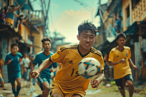 踢足球的人动感体育摄影图