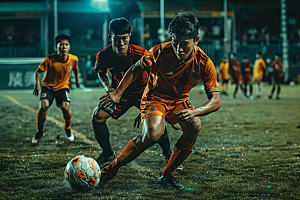 踢足球的人体育运动摄影图