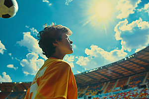 踢足球的人阳光动感摄影图