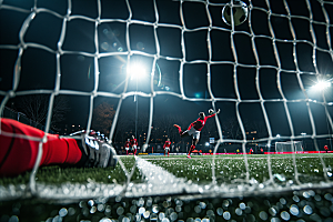 踢足球的人球场动感摄影图