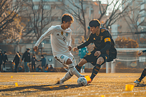 踢足球的人体育人物摄影图