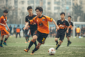 踢足球的人运动动感摄影图