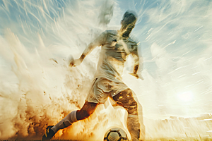 踢足球的人活力动感摄影图
