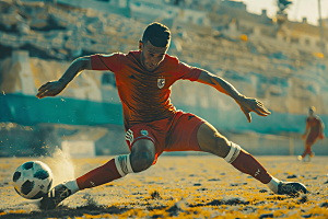 踢足球的人肖像运动摄影图