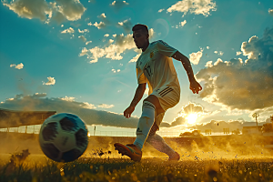 踢足球的人人物阳光摄影图