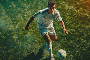 踢足球的人动感运动摄影图